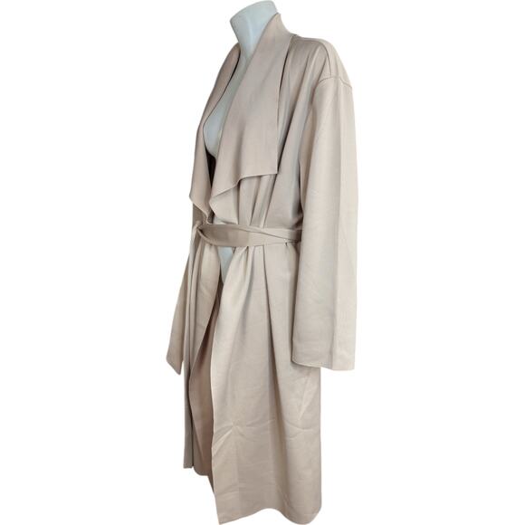Girl with Curves Draped Scuba Jacket Beige Large NWT Long Sleeve Maxi Belted - Picture 7 of 12